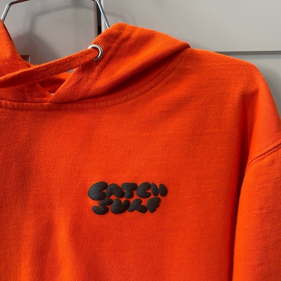 Catch Surf Evan Rossell Orange Puff Print Chiller Fleece Pullover Hoodie Medium - Picture 2 of 6